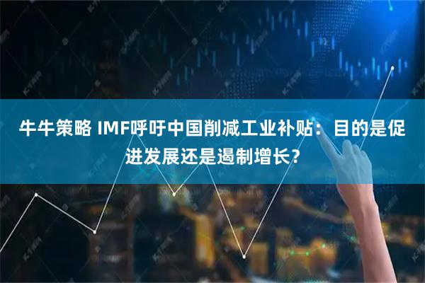 牛牛策略 IMF呼吁中国削减工业补贴：目的是促进发展还是遏制增长？